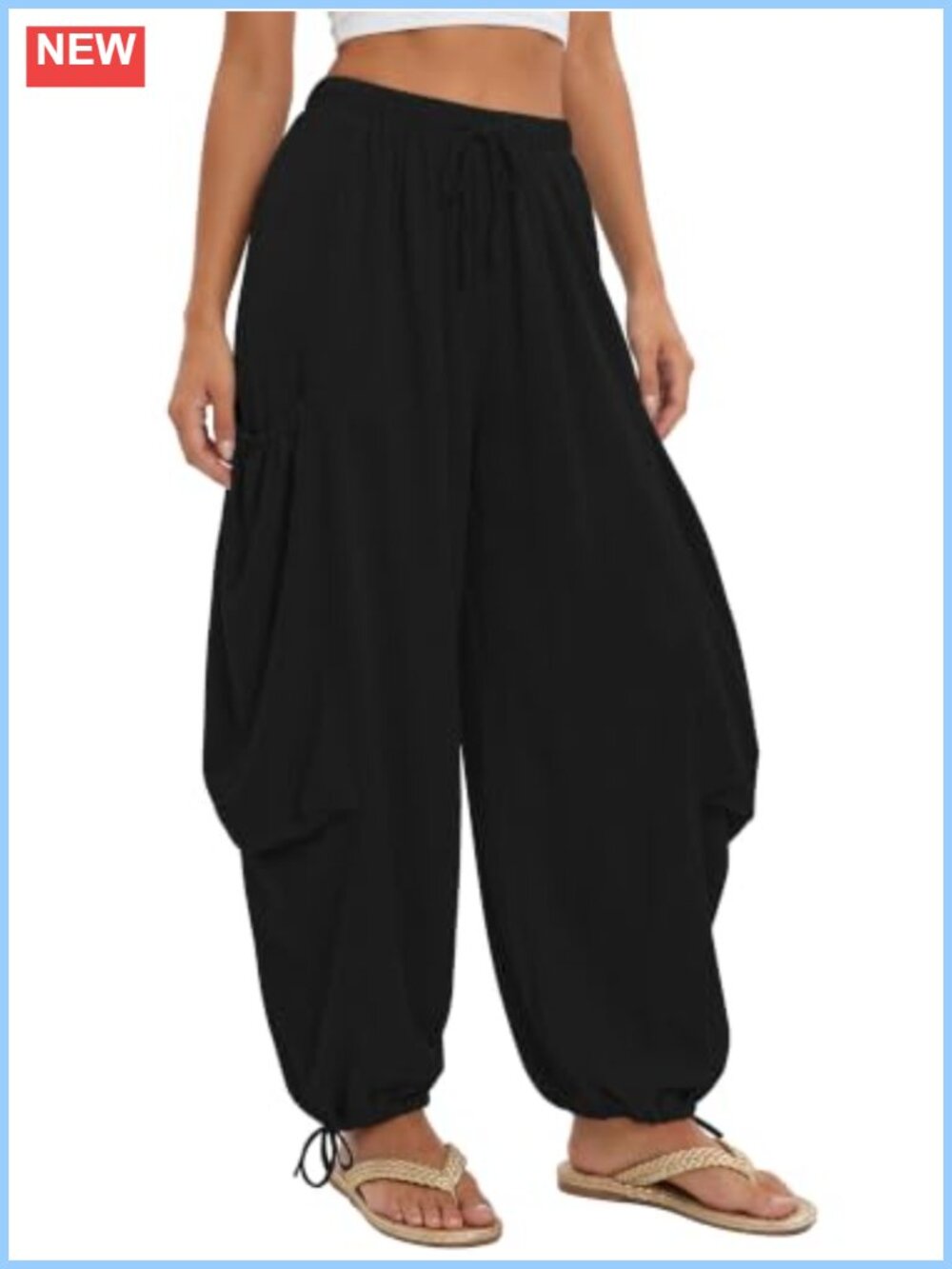 Boho Wide Leg Palazzo Harem Pants with Pockets